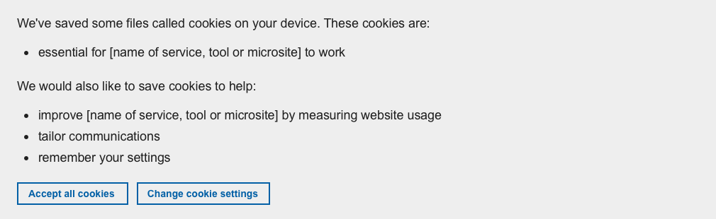 An image of a cookie banner prompting the user to accept or save changes to cookie settings