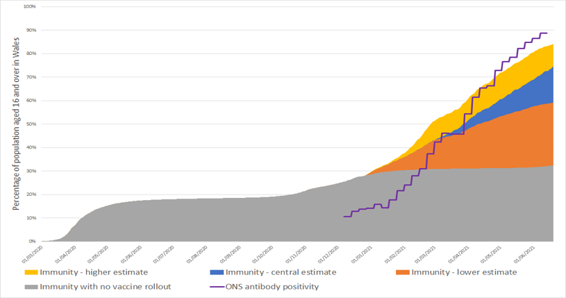 Chart showing immunity estimates and antibody status of individuals