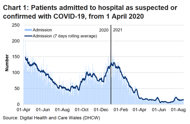 Chart 1 shows that after the peak in April, admissions of patients with suspected or confirmed COVID-19 reached a high point on 30 December 2020 before decreasing again. 