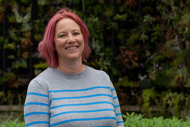 Ruth Glazzard (the Chair of the Welsh Revenue Authority Board) stood in a garden smiling.