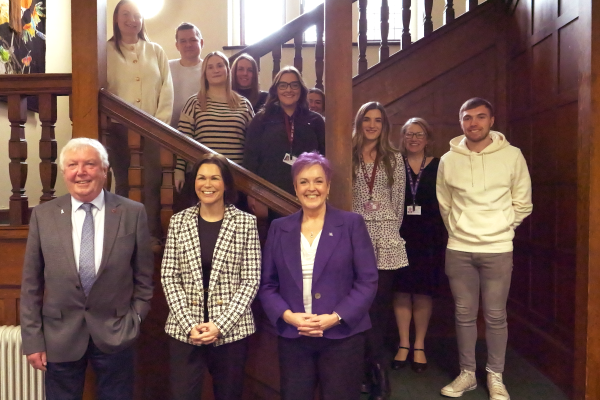 The Minister for Children and Social Care meeting with former apprentices in Rhondda Cynon Taf.